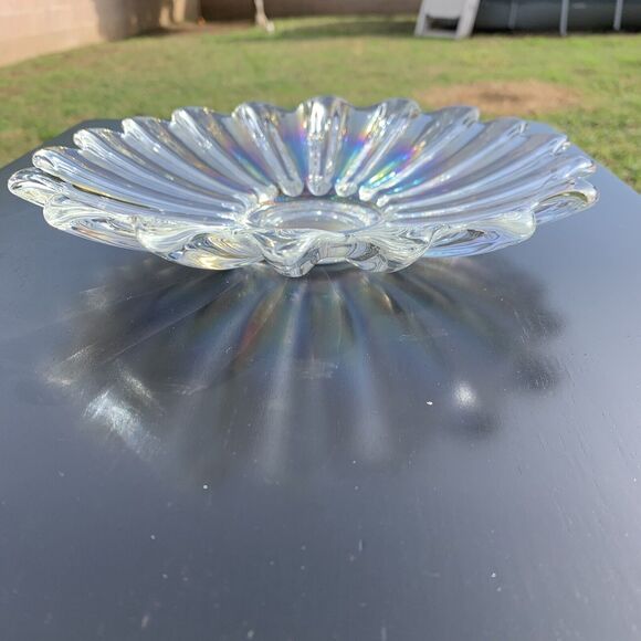 Vintage MCM Federal Iridescent Carnival Glass Starburst Plate Dish 9.5in - Picture 4 of 10